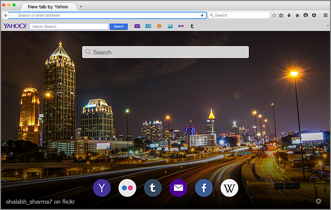 Image of the Search and New Tab add-on within Firefox.