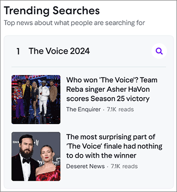 Image of the Trending Searches section.