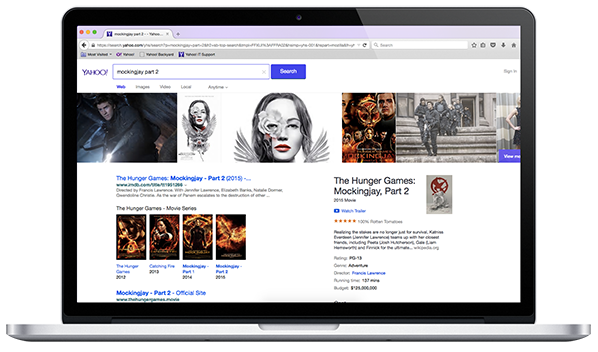 Graphic of Yahoo Search for a movie.